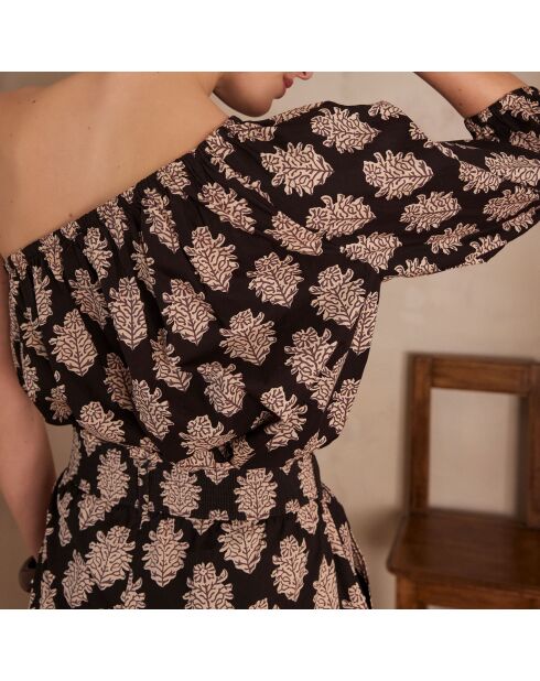 Choulder Bl Imp schwarze Bluse