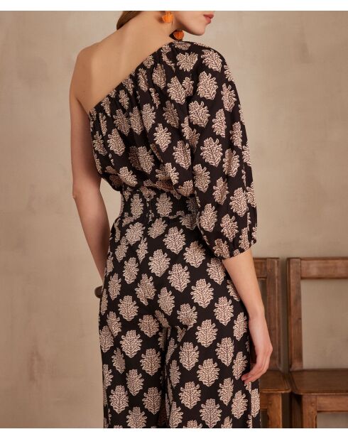 Choulder Bl Imp schwarze Bluse