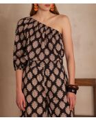 Choulder Bl Imp schwarze Bluse