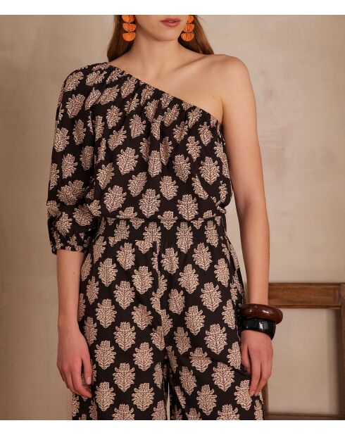 Choulder Bl Imp schwarze Bluse