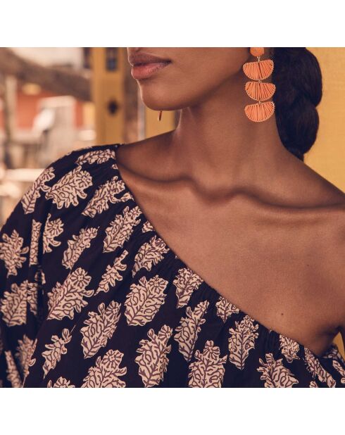 Choulder Bl Imp schwarze Bluse