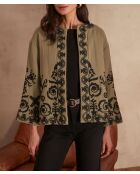 Natalya B jack met geborduurde bladeren