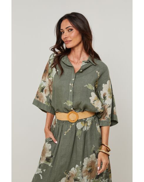 Chemise Adélia 100% Lin kaki