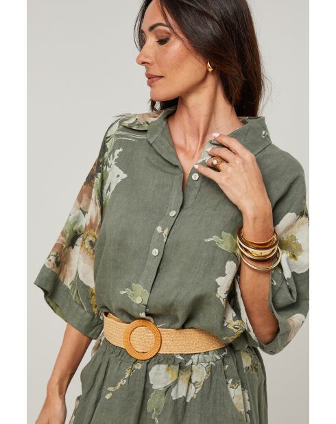 Chemise Adélia 100% Lin kaki