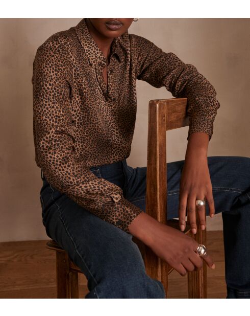 Blusa Carla Ch imp de piel animal beige