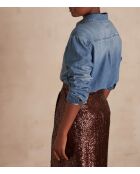 Chemisier Thomas Ch denim delave clair