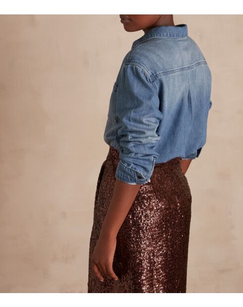 Chemisier Thomas Ch denim delave clair