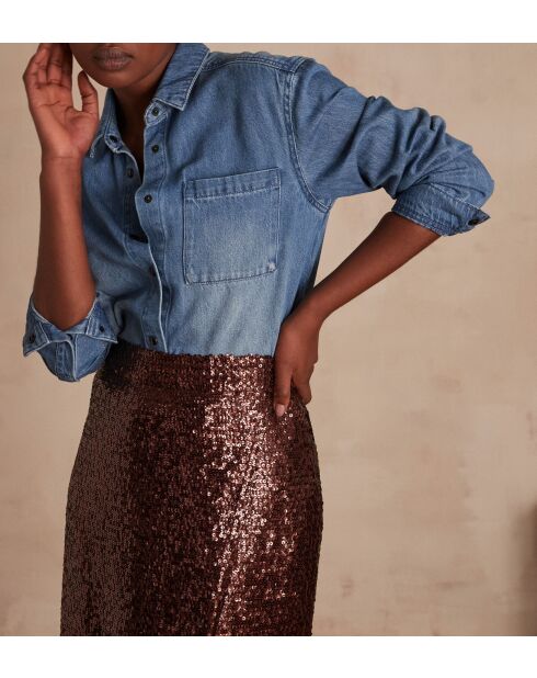 Chemisier Thomas Ch denim delave clair