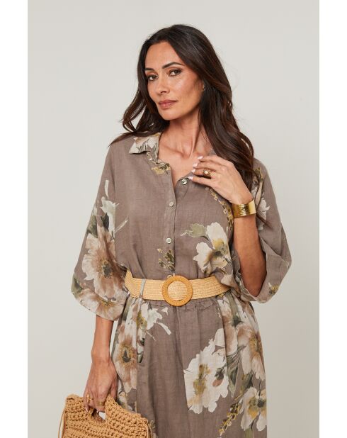 Chemise Adélia 100% Lin taupe