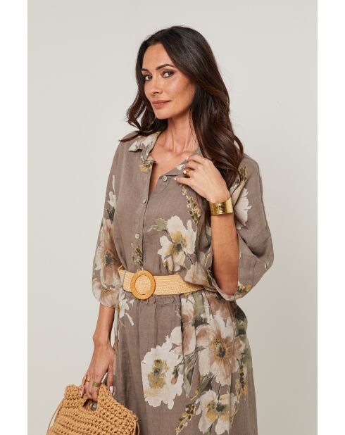 Chemise Adélia 100% Lin taupe