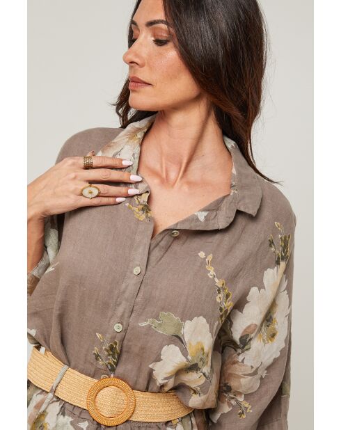 Chemise Adélia 100% Lin taupe