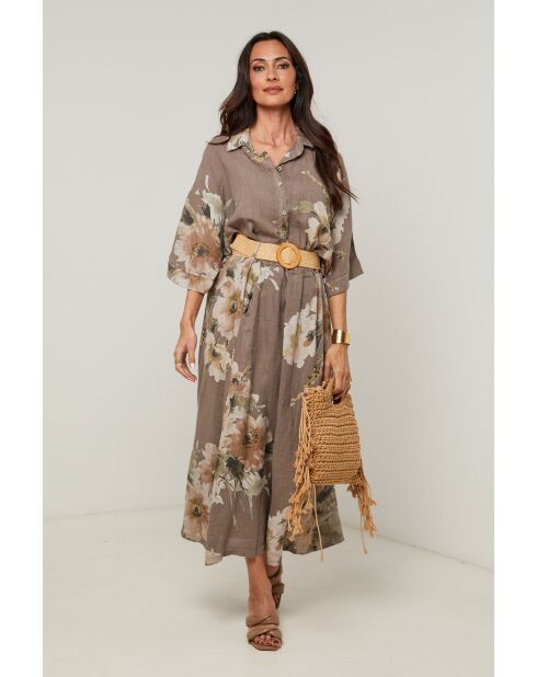 Chemise Adélia 100% Lin taupe