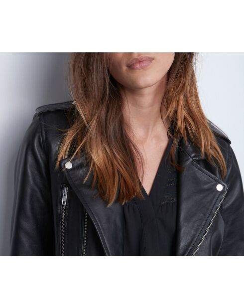 Blouson en cuir Tommy B Perfecto noir