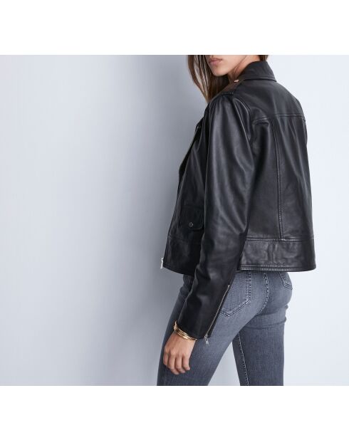 Blouson en cuir Tommy B Perfecto noir