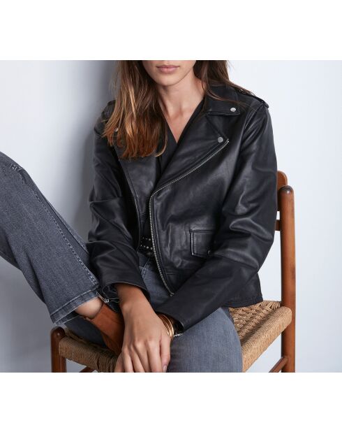 Blouson en cuir Tommy B Perfecto noir