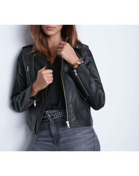 Blouson en cuir Tommy B Perfecto noir
