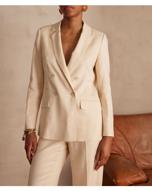 Florine B Uni crèmekleurige jas