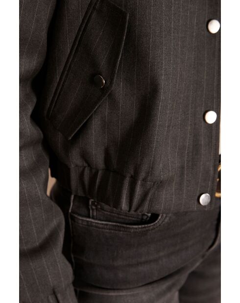 Cecile Bl-jack met strepen - antracietgrijs gemêleerd