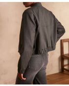 Cecile Bl Gestreifte Jacke - Anthrazitgrau meliert