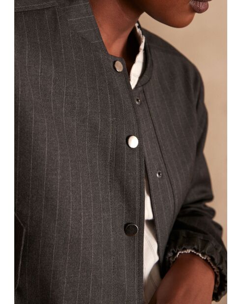 Cecile Bl-jack met strepen - antracietgrijs gemêleerd