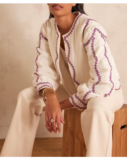 Geborduurde crèmekleurige jas Polly B