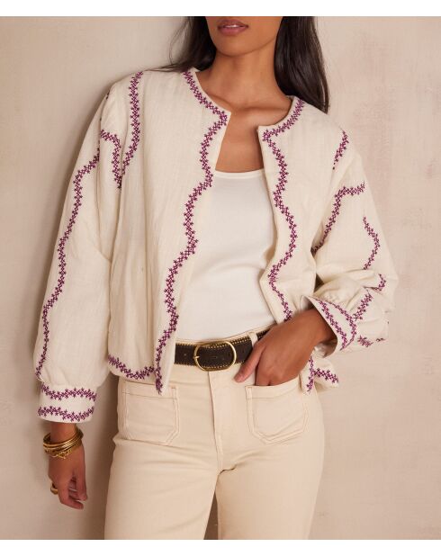 Geborduurde crèmekleurige jas Polly B