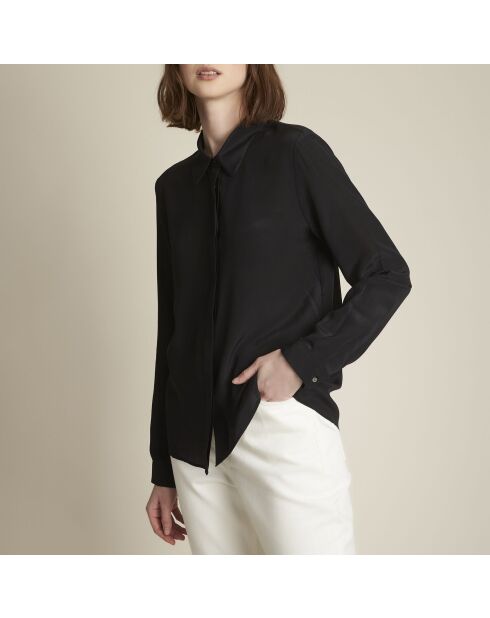 Maelle CH schwarzes Seidenhemd