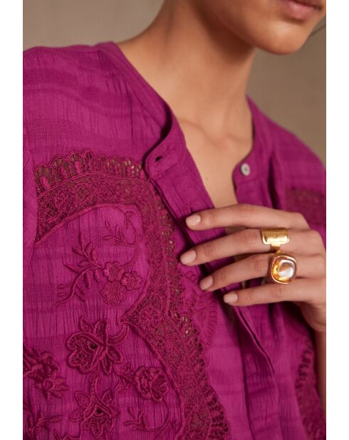 Bali Bl Hellfuchsiafarbene Stickbluse