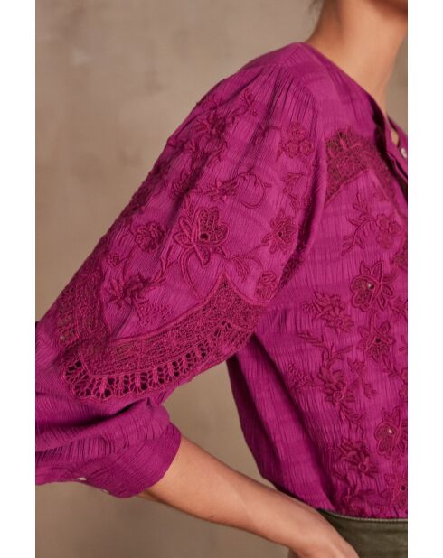 Bali Bl Hellfuchsiafarbene Stickbluse