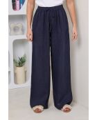 Marineblauwe broek van 100% linnen Tessia