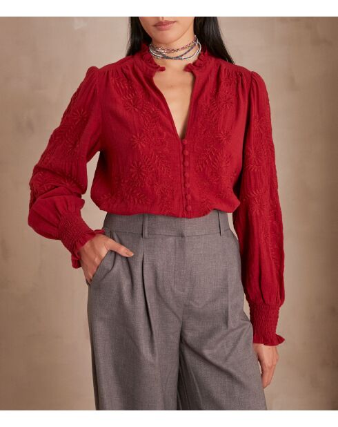 Malia Bl Bluse mit Tomette-Stickerei