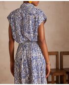 Phineas Ch shirt met lichte indigoborduurprint