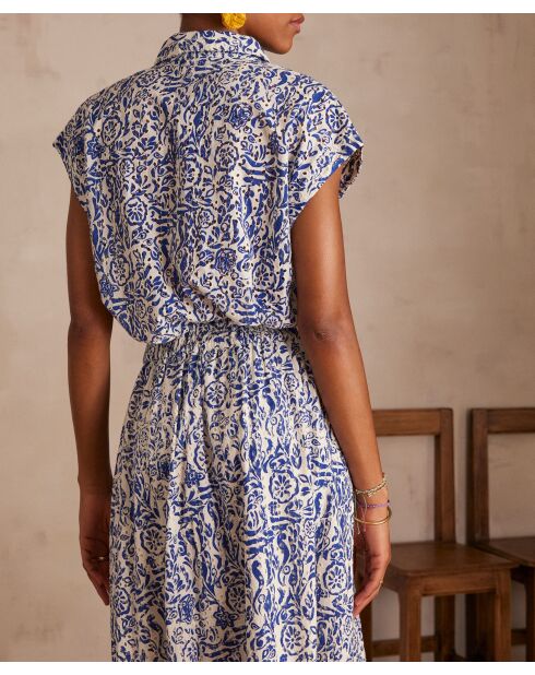 Phineas Ch Shirt mit leichtem indigofarbenem Stickmuster