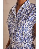 Phineas Ch shirt met lichte indigoborduurprint