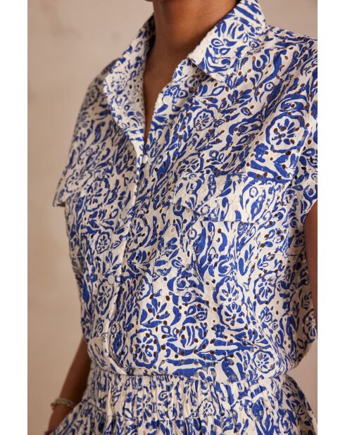 Phineas Ch Shirt mit leichtem indigofarbenem Stickmuster