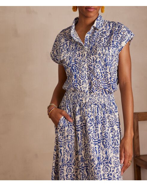 Phineas Ch Shirt mit leichtem indigofarbenem Stickmuster