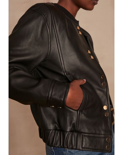 Blouson en cuir Bella Bl noir