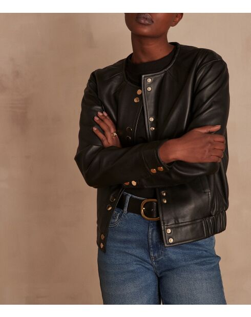 Blouson en cuir Bella Bl noir