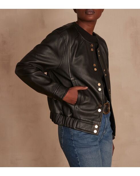 Blouson en cuir Bella Bl noir