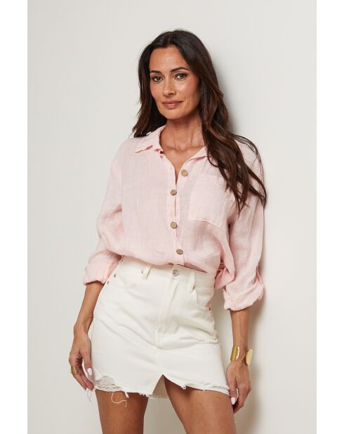 Chemise Énora 100% Lin rose