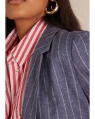 Nelia licht gewassen gestreept linnen jack