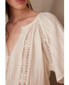 Prunelle Bl Ecrufarbene Bluse mit Stickerei