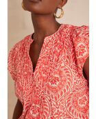 Billie Bl oranje blouse met arabeske print