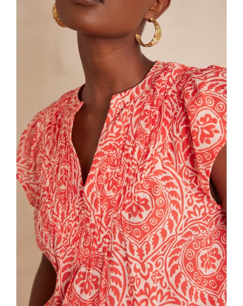 Billie Bl oranje blouse met arabeske print