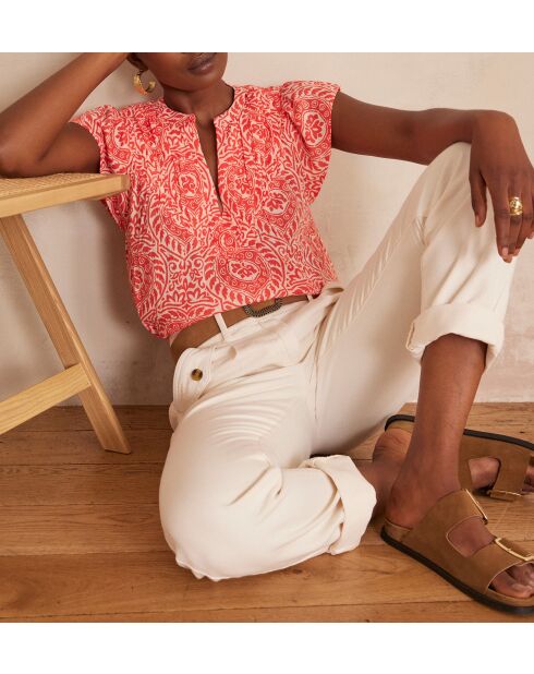 Billie Bl oranje blouse met arabeske print