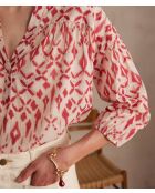 Blusa con stampa corallo Sally Bl