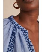 Celestine Bl Uni middenblauwe blouse