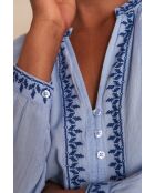 Celestine Bl Uni middenblauwe blouse