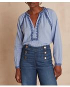 Celestine Bl Uni middenblauwe blouse