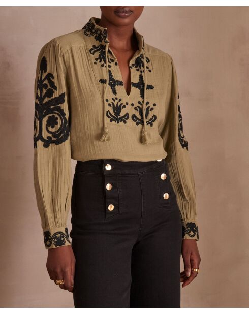 Blouse Paola Bl Broderie feuille